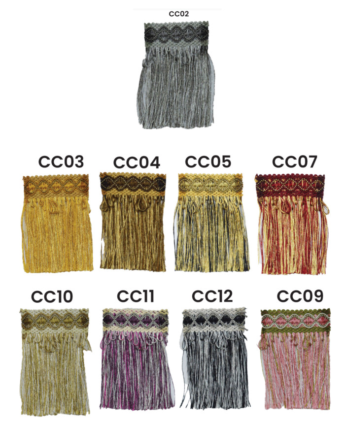 BULLION FRINGES H115 BRAID WITH CUT FRINGES 100mm - Per Meter Color : CC03 - Image 1