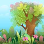 Forest Fairytale Big Tree Colorful Leaves Flowers Children Forest Woods Jungle 189026199