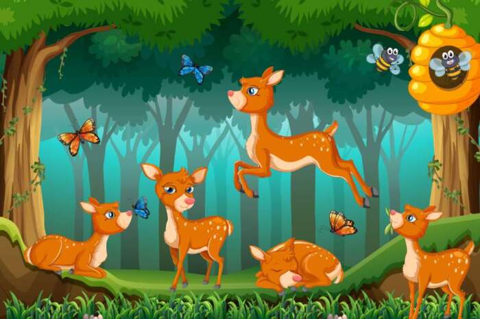 Forest20Scene20With20Deers20Jumping20Illustration20183613542jpg Wallpaper Carpets Distributors